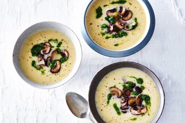 creamy celeriac soup with mushrooms