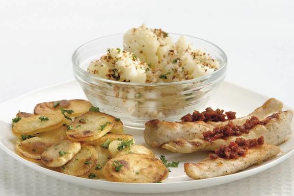 grilled chicken and cauliflower with bread crumbs