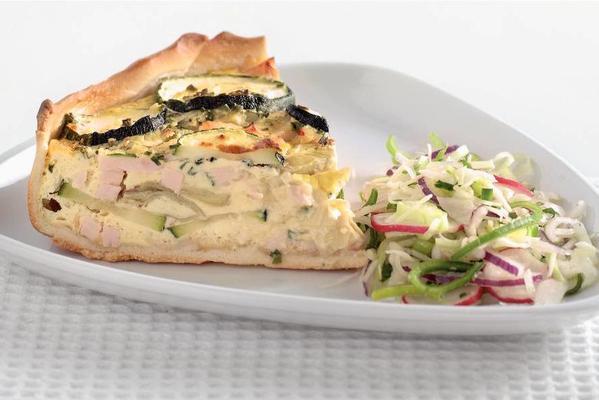 savory pie with smoked chicken and zucchini