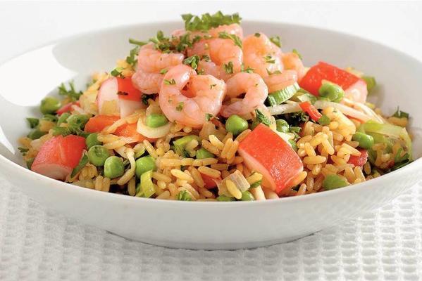 curry rice with surimi and shrimps