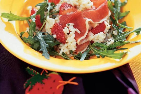 herb risotto with strawberries and parma ham