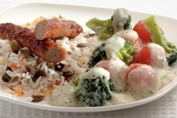 nut rice with vegetables in herb sauce