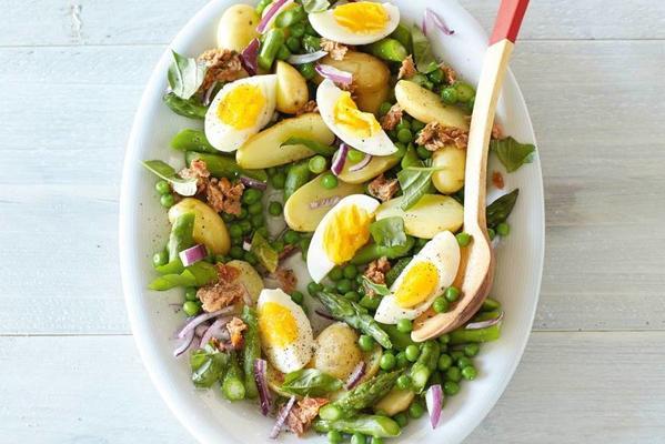 potato tuna salad with asparagus