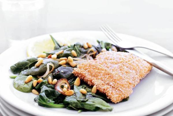 salmon with a sesame crust