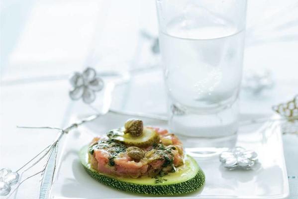 veal tartare on courgette