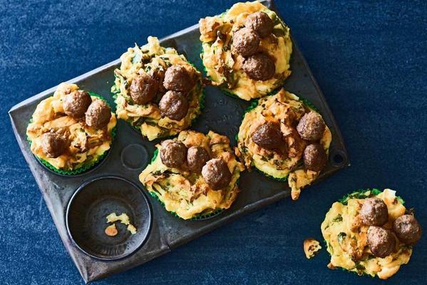 endive muffins with feta and soup balls