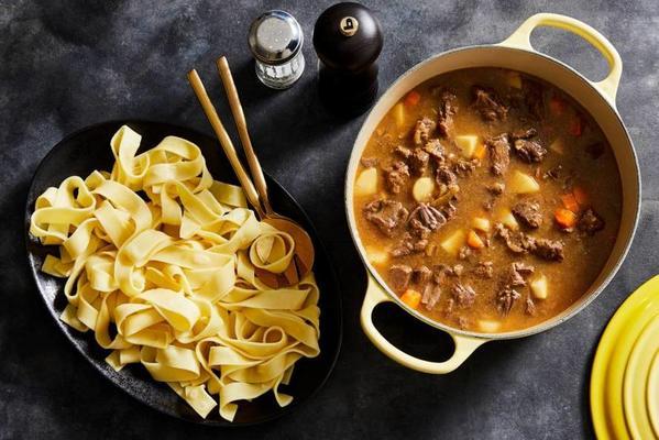 belgian stew with brown beer, carrot and parsnip