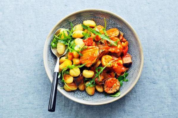 fried gnocchi with grilled vegetables