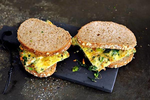 sandwich with vegetable omelette
