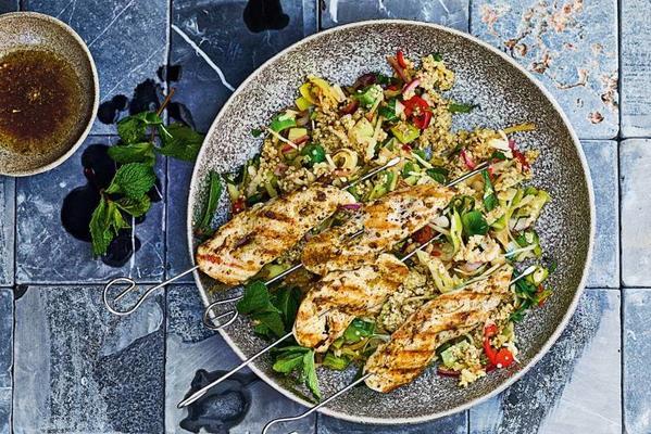 grilled Thai chicken satay with coconut mint quinoa