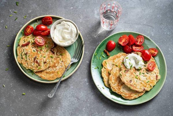 savory oatmeal pancakes with bacon and chives