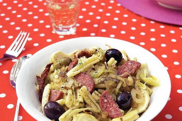 pasta with salami and artichoke