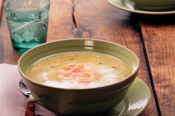 leek soup with smoked salmon