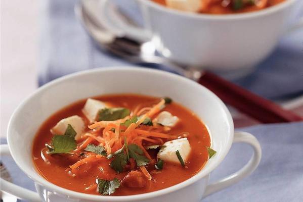 curry soup with carrot and coriander