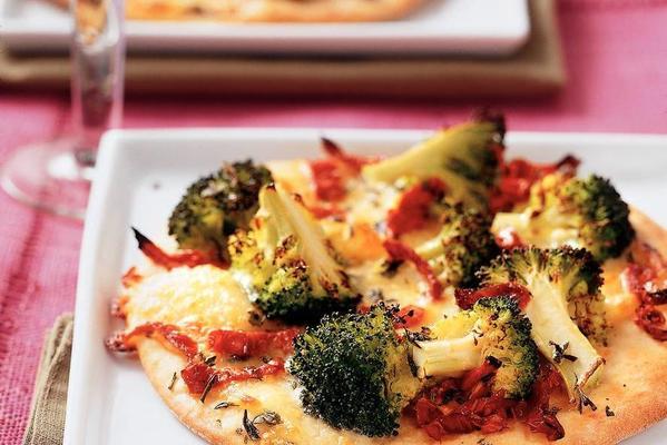 pizza with mozzarella and broccoli