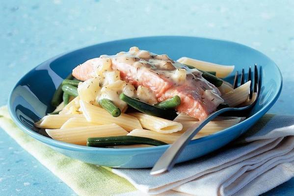 penne with salmon and green beans