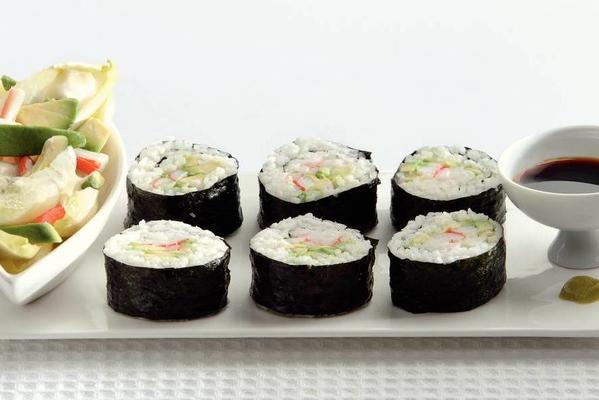sushi with chicory salad