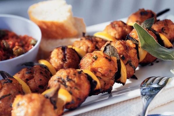 veal mince skewers with sage
