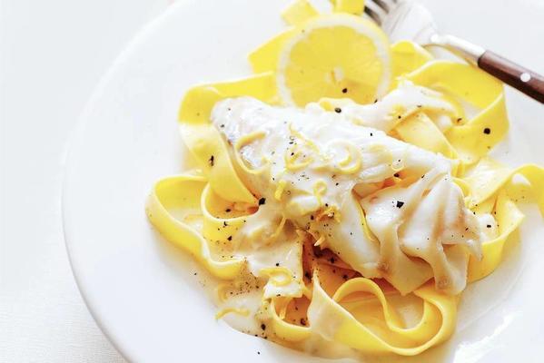 lemon pappardelle with cod