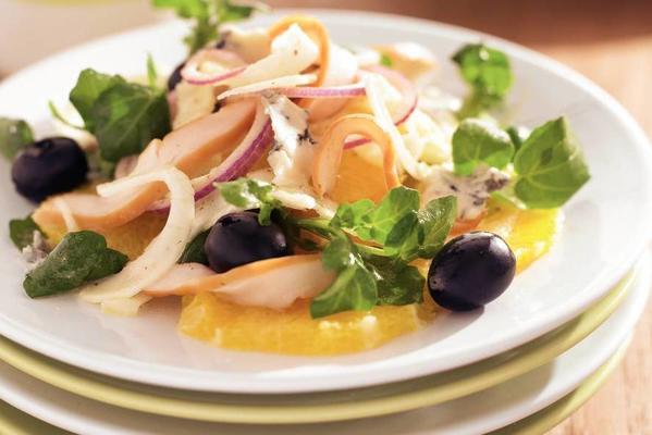 orange salad with fennel and smoked chicken