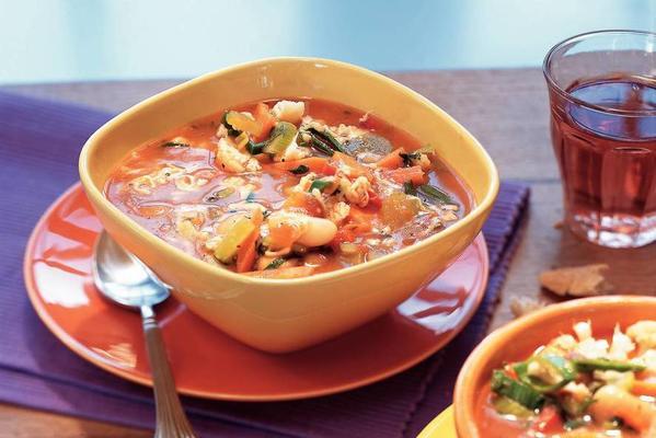 minestrone soup with giant beans and pesto