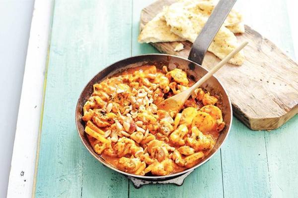 potato curry with chicken and cauliflower