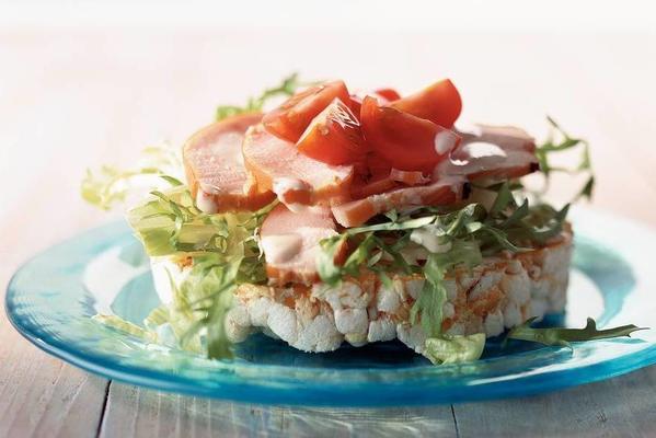 rice cake with chicken salad