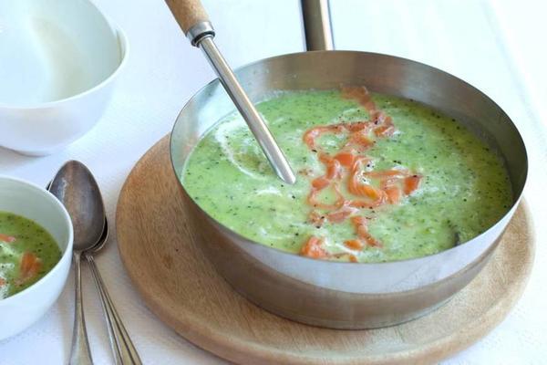 Zucchini Soup With Salmon