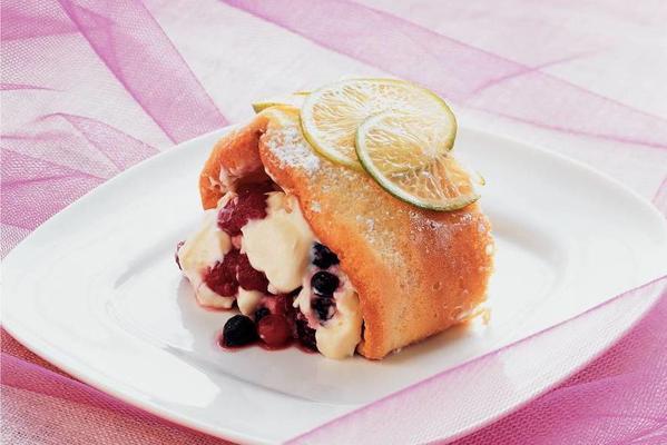 biscuit roll with lime cream and summer fruit