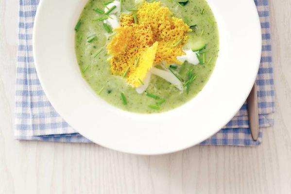 super-sharp zucchini soup with curry cheese biscuits