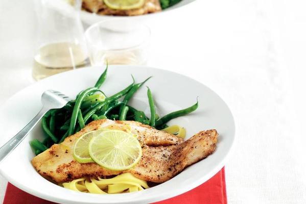 pangasius fillet with lime butter and vegetables