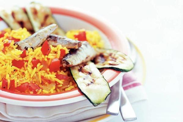 rice salad with sardines and zucchini