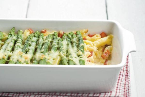 pasta dish with green asparagus