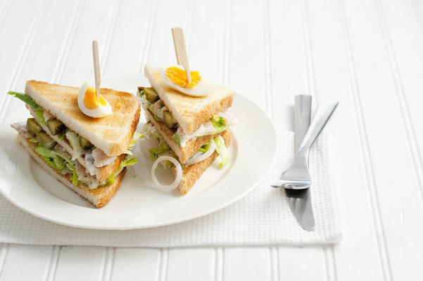 club sandwich with trout salad