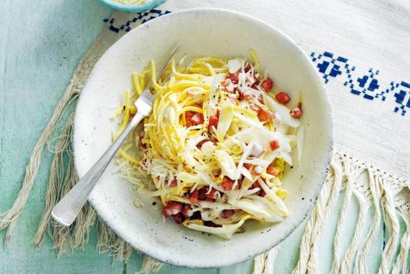 spaghetti with creamy chicory