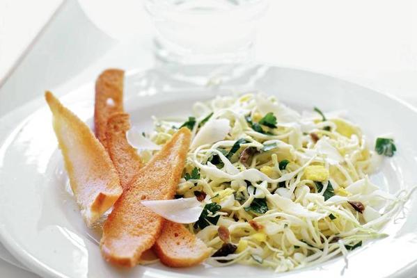 white cabbage salad with anchovy dressing