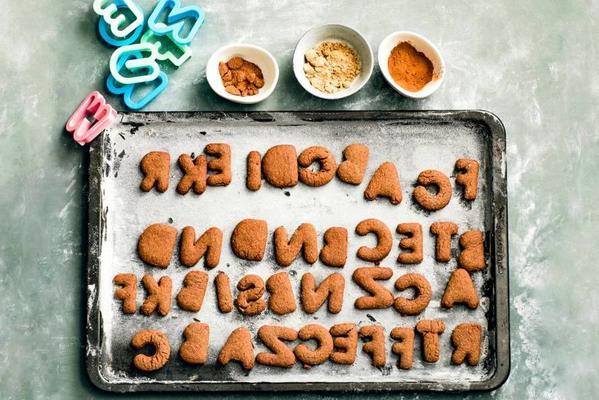 whole-grain gingerbread letter cookies