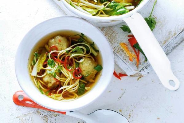 thai fish balls with noodle soup