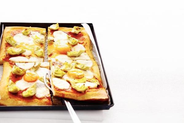 plate pizza with egg