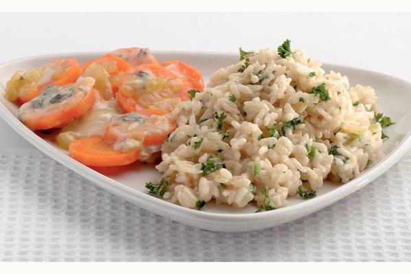 creamy risotto with carrot and gorgonzola