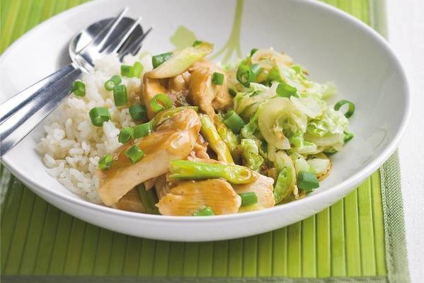 chicken teriyaki with stir-fried Chinese cabbage