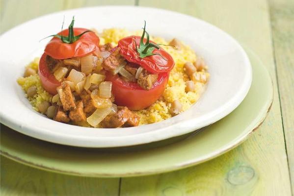 couscous with chickpeas and stuffed tomatoes