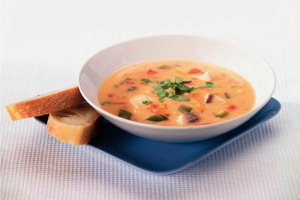 creamy paprika soup with tilapia