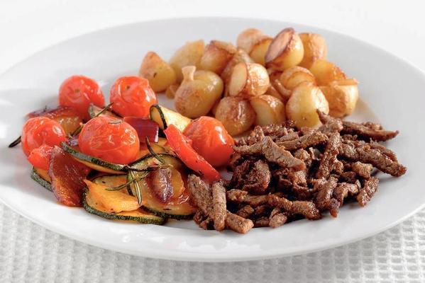 provençal beef strips with grill vegetables