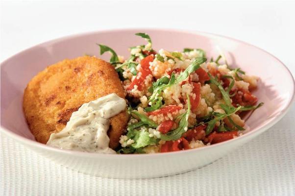 paprika couscous with cheese schnitzels