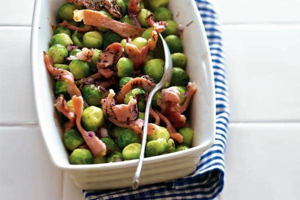 sprouts and bacon from the oven