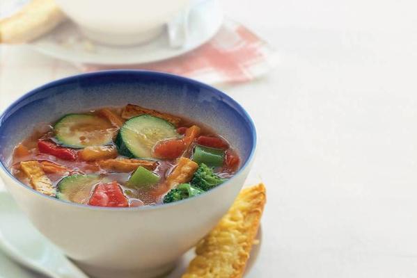 tomato-vegetable soup with tofu