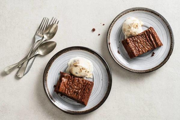 warm brownies with cookie dough ice cream