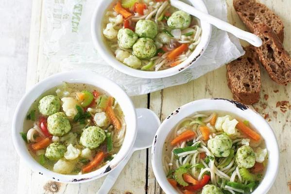 Dutch vegetable soup with fish balls