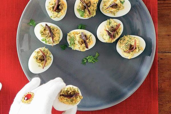stuffed eggs with anchovies and parsley